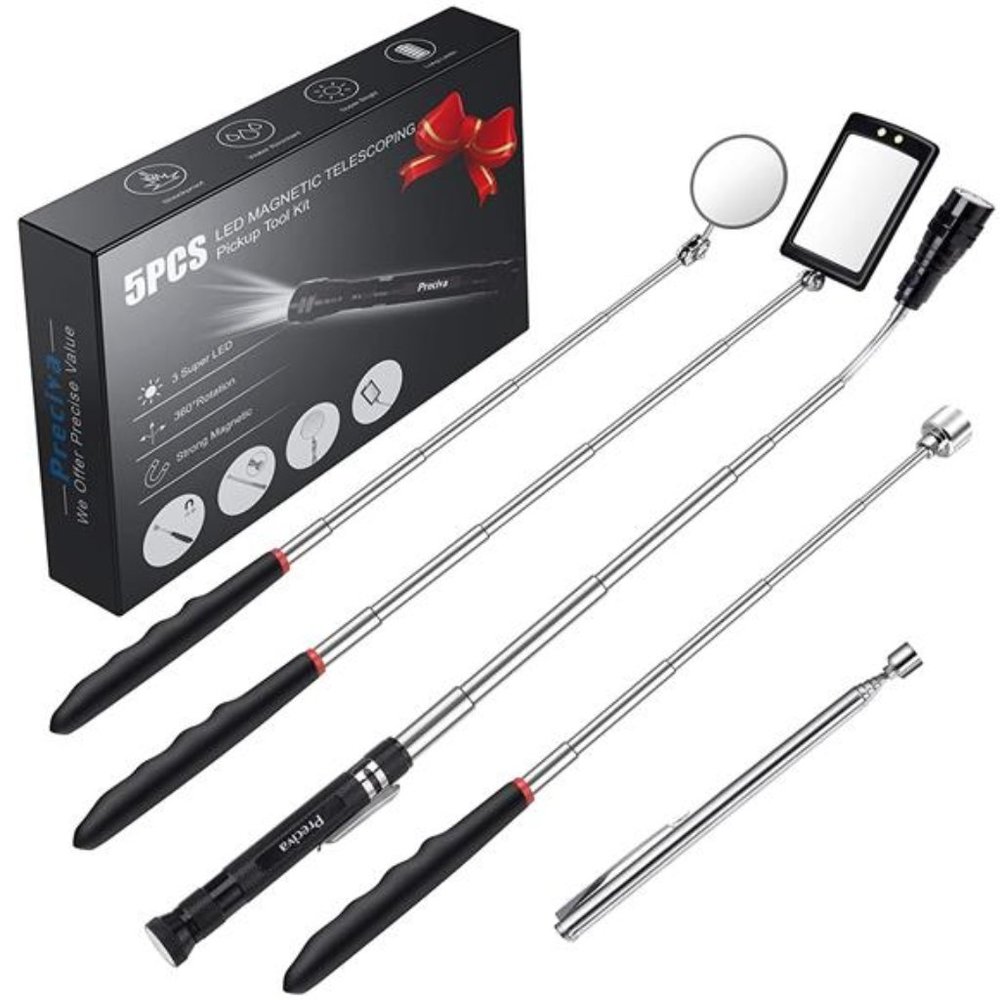 5PCS Magnetic Telescoping Pick-up Tool Kit, 360 Swivel Adjustable Mirror